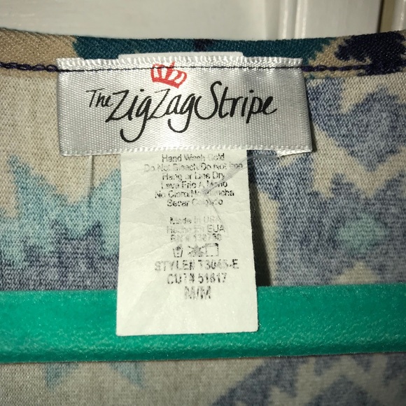 ZigZag Stripe Boutique Size Medium Tunic Teal Oversized Lightweight Sweater - Picture 3 of 5